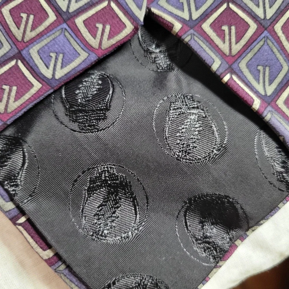 Vintage Grateful Dead Ninth Set Silk Tie Purple Geometric Diamond 1995 Hand Made